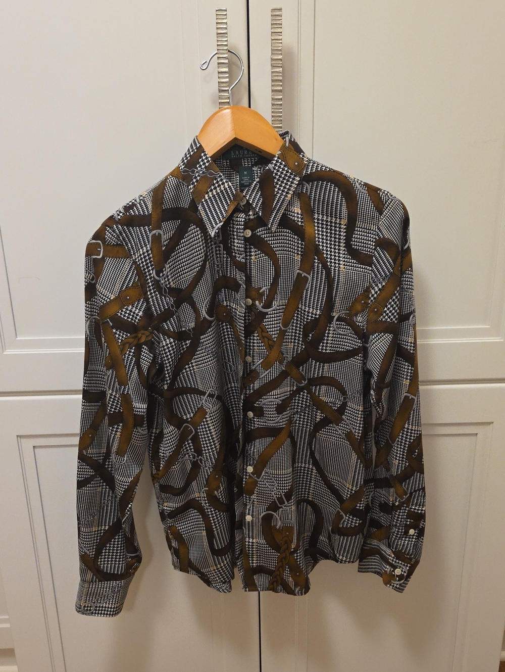 🔥Lauren Ralph Lauren Brown & Black Patterned Button-Down Shirt